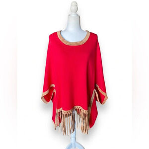 NWOT Tyler Boe Cotton Cashmere Blend Fringe Poncho